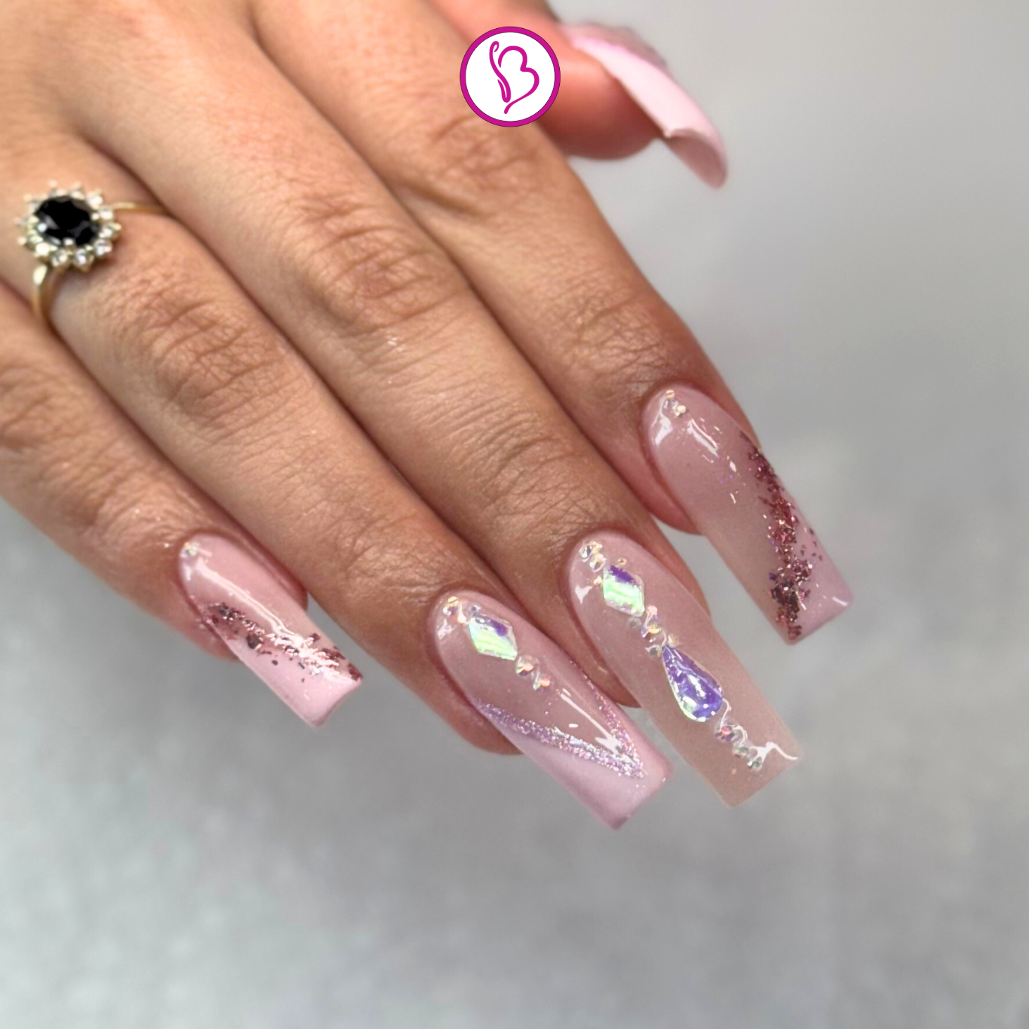 a set of long square-shaped nails best nails at Bnail amarillo